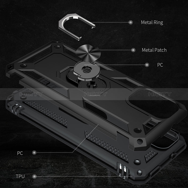 Funda Bumper Silicona y Plastico Mate Carcasa con Magnetico Anillo de dedo Soporte MQ3 para Xiaomi Redmi Note 10 Pro Max