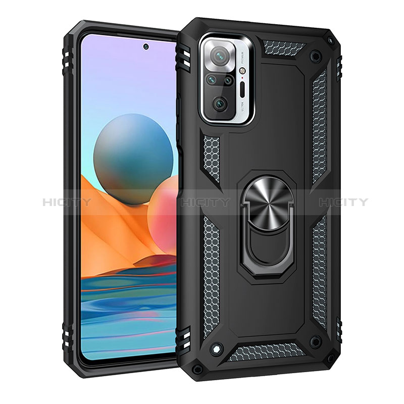 Funda Bumper Silicona y Plastico Mate Carcasa con Magnetico Anillo de dedo Soporte MQ3 para Xiaomi Redmi Note 10 Pro Max