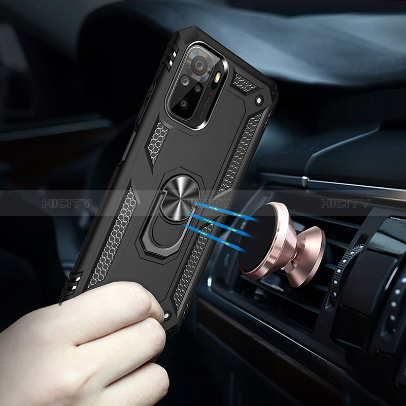 Funda Bumper Silicona y Plastico Mate Carcasa con Magnetico Anillo de dedo Soporte MQ3 para Xiaomi Redmi Note 10S 4G