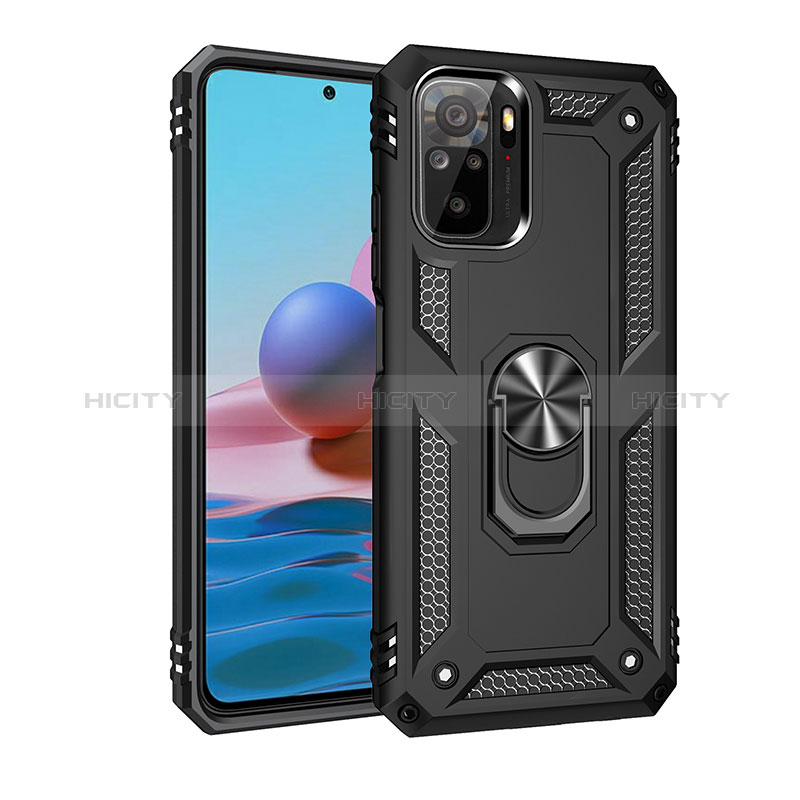 Funda Bumper Silicona y Plastico Mate Carcasa con Magnetico Anillo de dedo Soporte MQ3 para Xiaomi Redmi Note 10S 4G