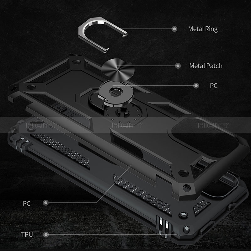 Funda Bumper Silicona y Plastico Mate Carcasa con Magnetico Anillo de dedo Soporte MQ3 para Xiaomi Redmi Note 10T 5G