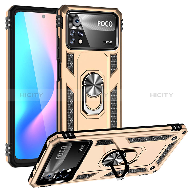 Funda Bumper Silicona y Plastico Mate Carcasa con Magnetico Anillo de dedo Soporte MQ3 para Xiaomi Redmi Note 11E Pro 5G