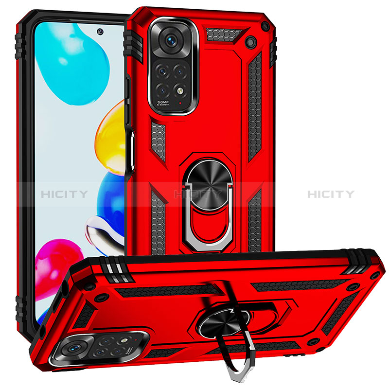 Funda Bumper Silicona y Plastico Mate Carcasa con Magnetico Anillo de dedo Soporte MQ3 para Xiaomi Redmi Note 11S 4G