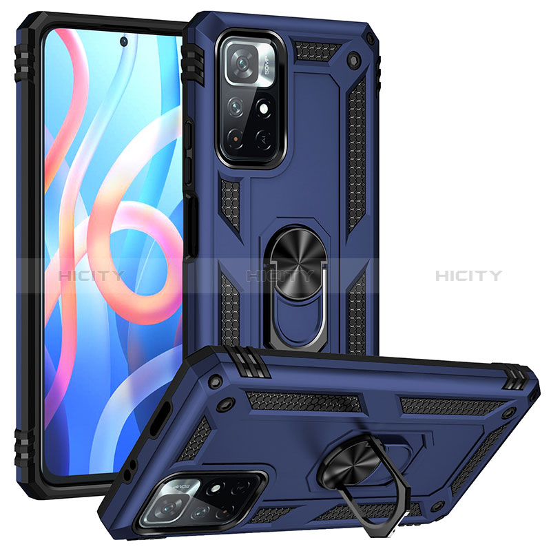 Funda Bumper Silicona y Plastico Mate Carcasa con Magnetico Anillo de dedo Soporte MQ3 para Xiaomi Redmi Note 11S 5G