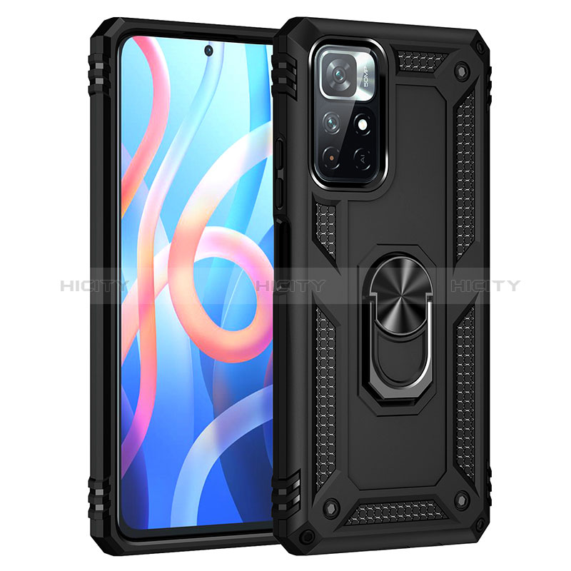 Funda Bumper Silicona y Plastico Mate Carcasa con Magnetico Anillo de dedo Soporte MQ3 para Xiaomi Redmi Note 11S 5G