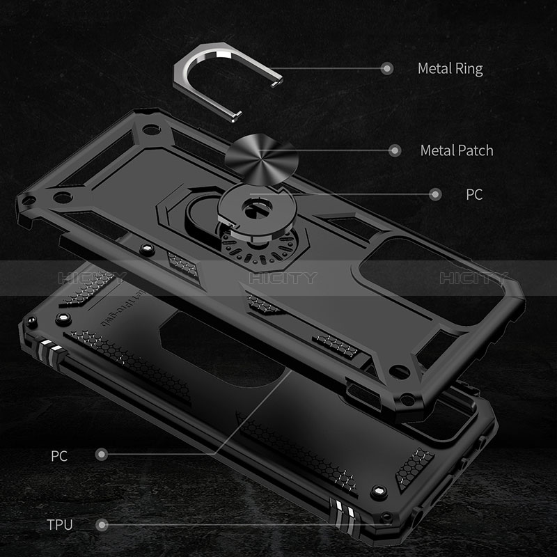 Funda Bumper Silicona y Plastico Mate Carcasa con Magnetico Anillo de dedo Soporte MQ3 para Xiaomi Redmi Note 12 Pro 4G