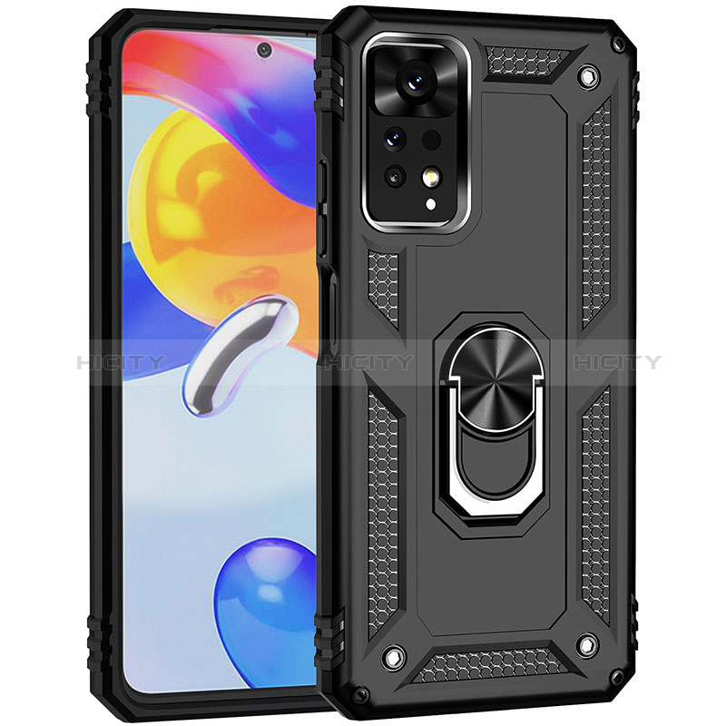 Funda Bumper Silicona y Plastico Mate Carcasa con Magnetico Anillo de dedo Soporte MQ3 para Xiaomi Redmi Note 12 Pro 4G