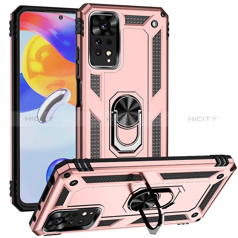 Funda Bumper Silicona y Plastico Mate Carcasa con Magnetico Anillo de dedo Soporte MQ3 para Xiaomi Redmi Note 12 Pro 4G Oro Rosa