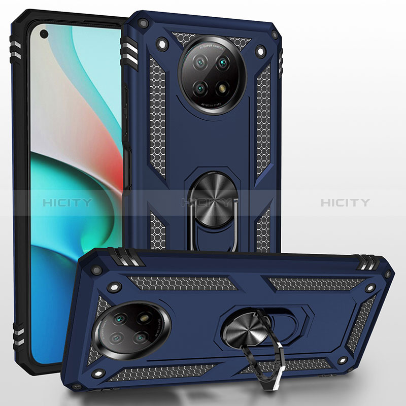 Funda Bumper Silicona y Plastico Mate Carcasa con Magnetico Anillo de dedo Soporte MQ3 para Xiaomi Redmi Note 9 5G