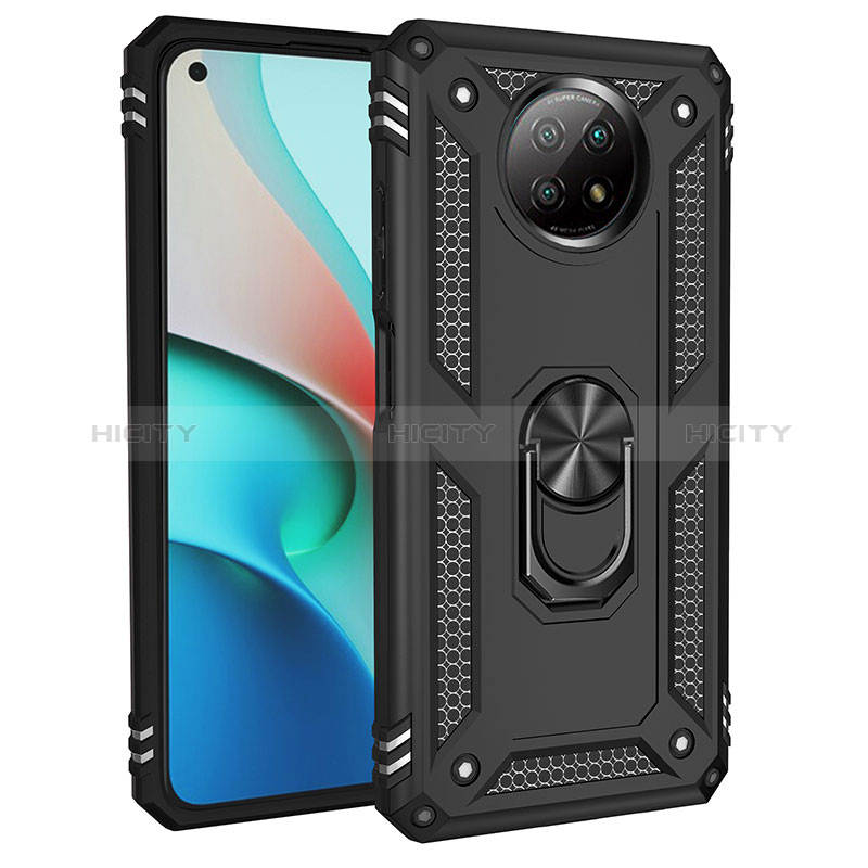 Funda Bumper Silicona y Plastico Mate Carcasa con Magnetico Anillo de dedo Soporte MQ3 para Xiaomi Redmi Note 9 5G