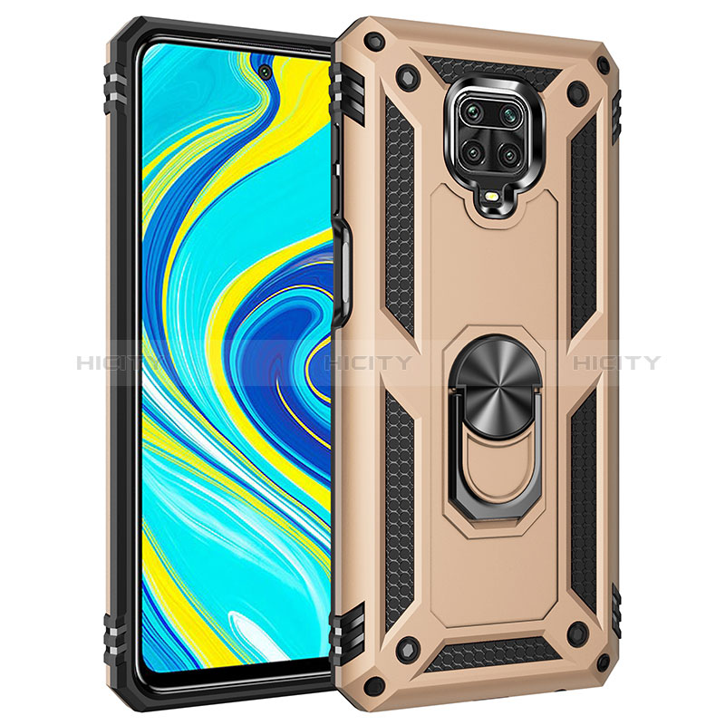 Funda Bumper Silicona y Plastico Mate Carcasa con Magnetico Anillo de dedo Soporte MQ3 para Xiaomi Redmi Note 9 Pro