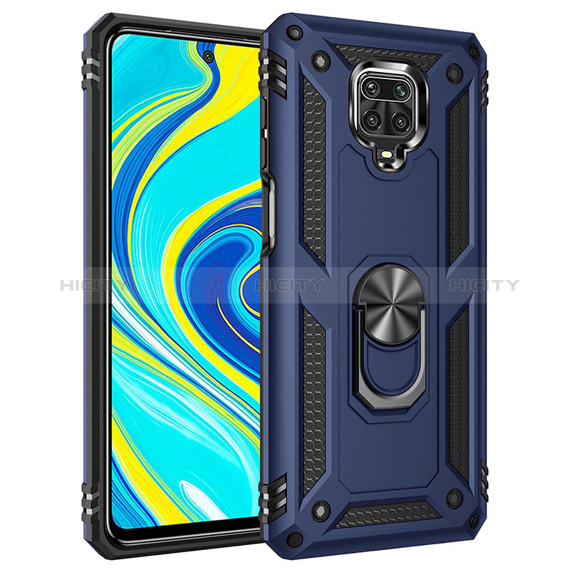 Funda Bumper Silicona y Plastico Mate Carcasa con Magnetico Anillo de dedo Soporte MQ3 para Xiaomi Redmi Note 9 Pro