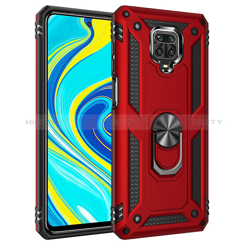 Funda Bumper Silicona y Plastico Mate Carcasa con Magnetico Anillo de dedo Soporte MQ3 para Xiaomi Redmi Note 9 Pro