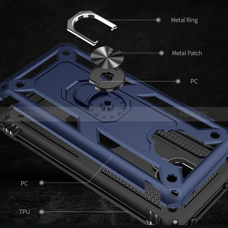 Funda Bumper Silicona y Plastico Mate Carcasa con Magnetico Anillo de dedo Soporte MQ3 para Xiaomi Redmi Note 9 Pro Max