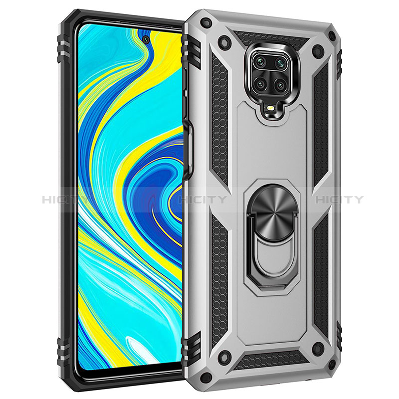 Funda Bumper Silicona y Plastico Mate Carcasa con Magnetico Anillo de dedo Soporte MQ3 para Xiaomi Redmi Note 9 Pro Max