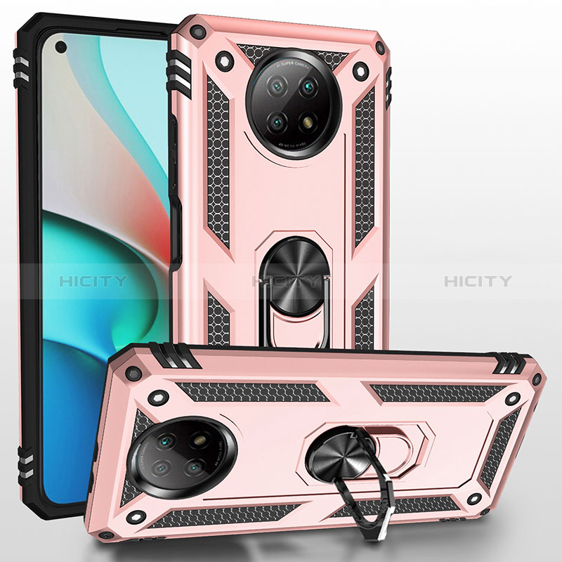 Funda Bumper Silicona y Plastico Mate Carcasa con Magnetico Anillo de dedo Soporte MQ3 para Xiaomi Redmi Note 9T 5G