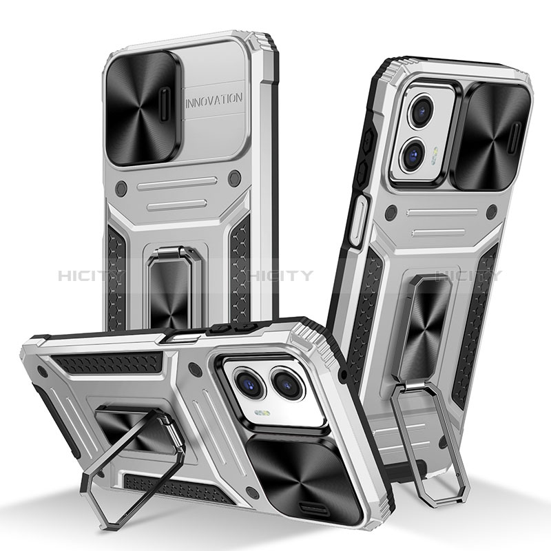 Funda Bumper Silicona y Plastico Mate Carcasa con Magnetico Anillo de dedo Soporte MQ4 para Motorola Moto G 5G (2023)