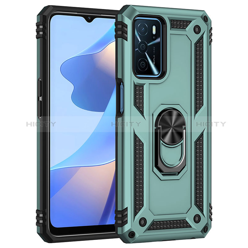 Funda Bumper Silicona y Plastico Mate Carcasa con Magnetico Anillo de dedo Soporte MQ4 para Oppo A16 Verde