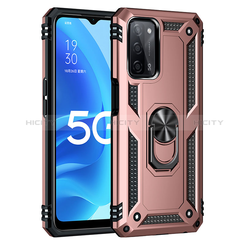 Funda Bumper Silicona y Plastico Mate Carcasa con Magnetico Anillo de dedo Soporte MQ4 para Oppo A56 5G