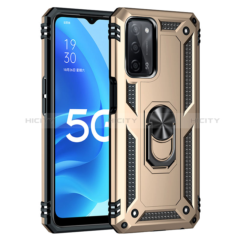 Funda Bumper Silicona y Plastico Mate Carcasa con Magnetico Anillo de dedo Soporte MQ4 para Oppo A56 5G