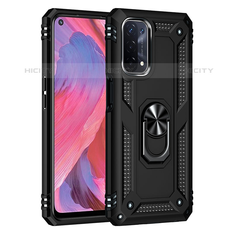 Funda Bumper Silicona y Plastico Mate Carcasa con Magnetico Anillo de dedo Soporte MQ4 para Oppo A93 5G