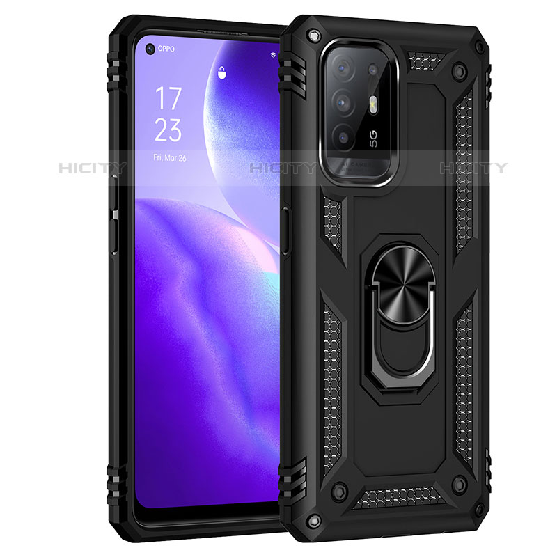 Funda Bumper Silicona y Plastico Mate Carcasa con Magnetico Anillo de dedo Soporte MQ4 para Oppo A94 5G