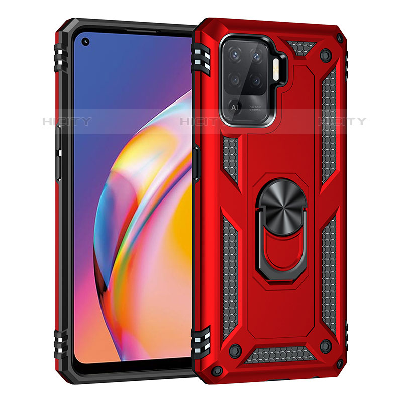 Funda Bumper Silicona y Plastico Mate Carcasa con Magnetico Anillo de dedo Soporte MQ4 para Oppo F19 Pro