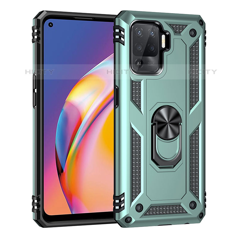 Funda Bumper Silicona y Plastico Mate Carcasa con Magnetico Anillo de dedo Soporte MQ4 para Oppo Reno5 F