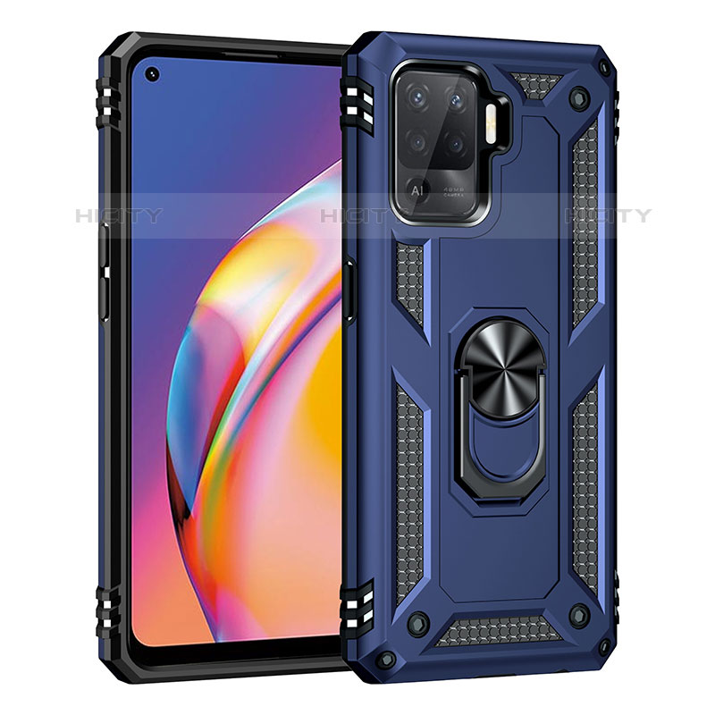 Funda Bumper Silicona y Plastico Mate Carcasa con Magnetico Anillo de dedo Soporte MQ4 para Oppo Reno5 F