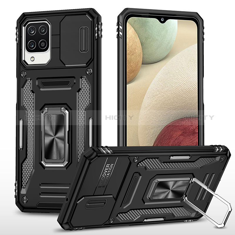 Funda Bumper Silicona y Plastico Mate Carcasa con Magnetico Anillo de dedo Soporte MQ4 para Samsung Galaxy A12 5G