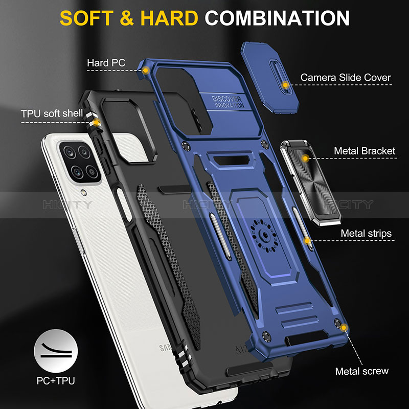 Funda Bumper Silicona y Plastico Mate Carcasa con Magnetico Anillo de dedo Soporte MQ4 para Samsung Galaxy A12 Nacho