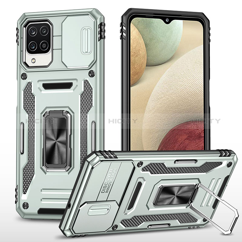 Funda Bumper Silicona y Plastico Mate Carcasa con Magnetico Anillo de dedo Soporte MQ4 para Samsung Galaxy A12 Nacho