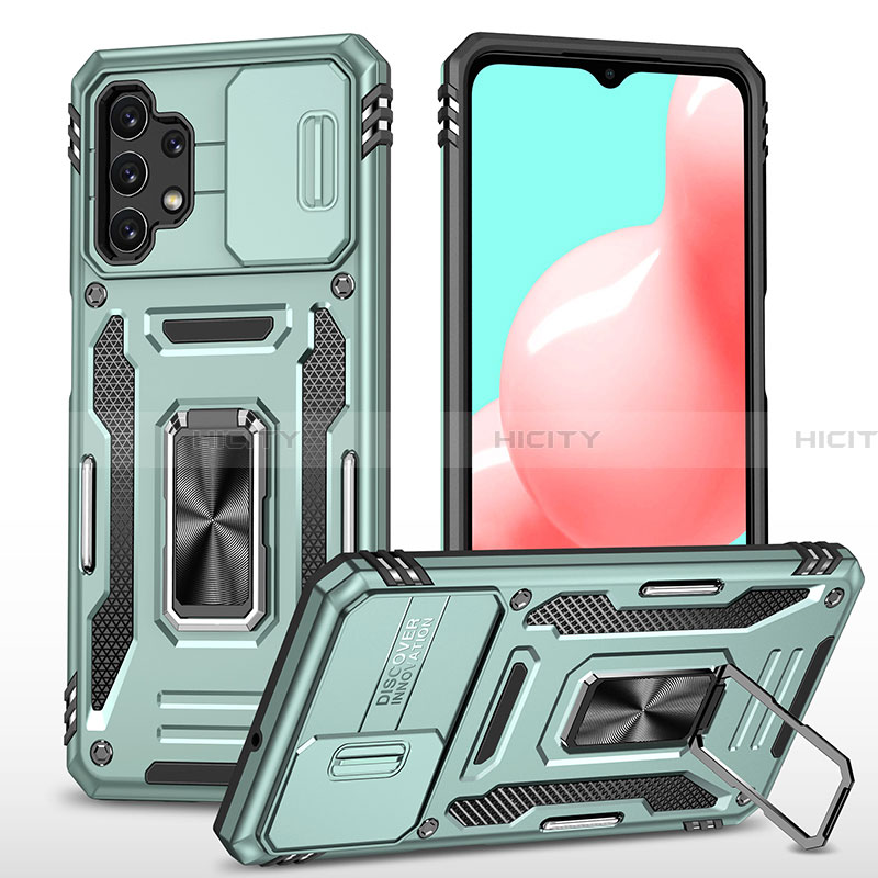 Funda Bumper Silicona y Plastico Mate Carcasa con Magnetico Anillo de dedo Soporte MQ4 para Samsung Galaxy A32 5G Menta Verde