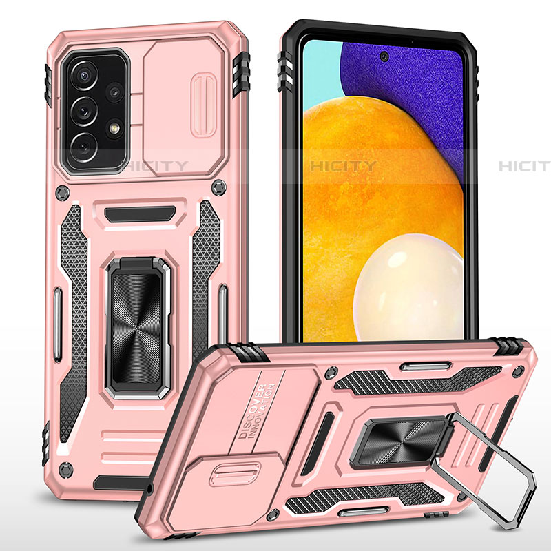 Funda Bumper Silicona y Plastico Mate Carcasa con Magnetico Anillo de dedo Soporte MQ4 para Samsung Galaxy A52 4G