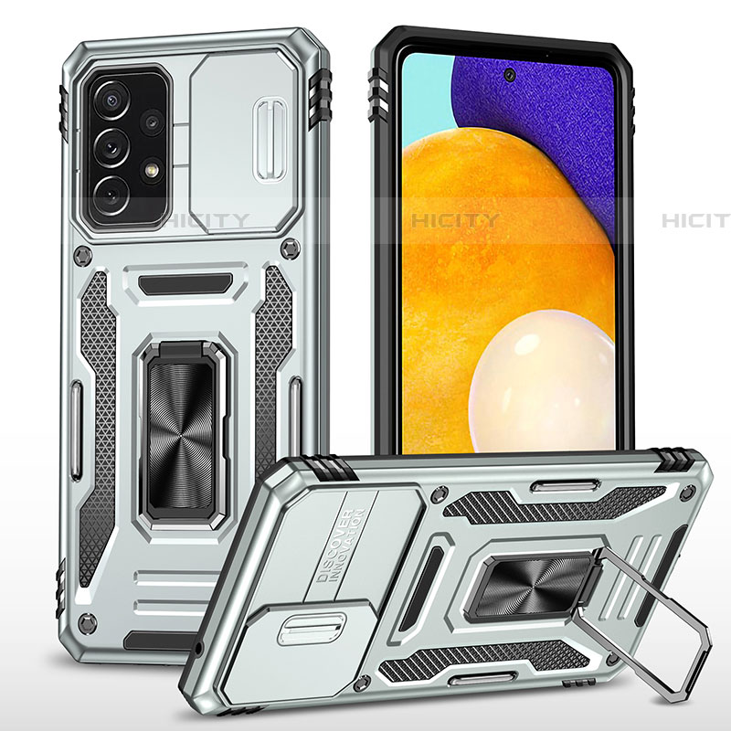 Funda Bumper Silicona y Plastico Mate Carcasa con Magnetico Anillo de dedo Soporte MQ4 para Samsung Galaxy A52 5G