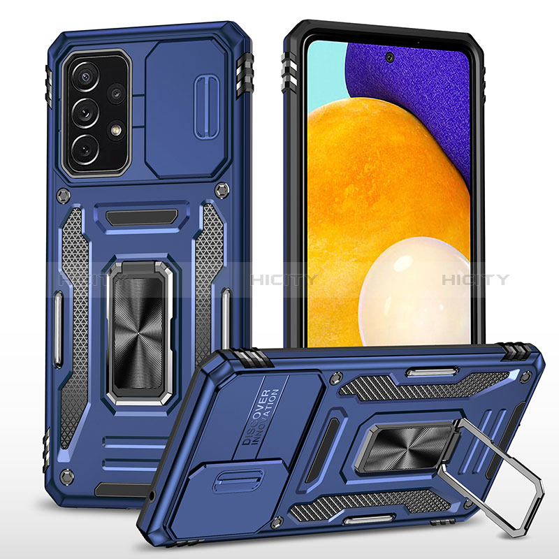 Funda Bumper Silicona y Plastico Mate Carcasa con Magnetico Anillo de dedo Soporte MQ4 para Samsung Galaxy A52s 5G