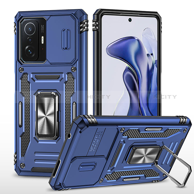 Funda Bumper Silicona y Plastico Mate Carcasa con Magnetico Anillo de dedo Soporte MQ4 para Xiaomi Mi 11T 5G