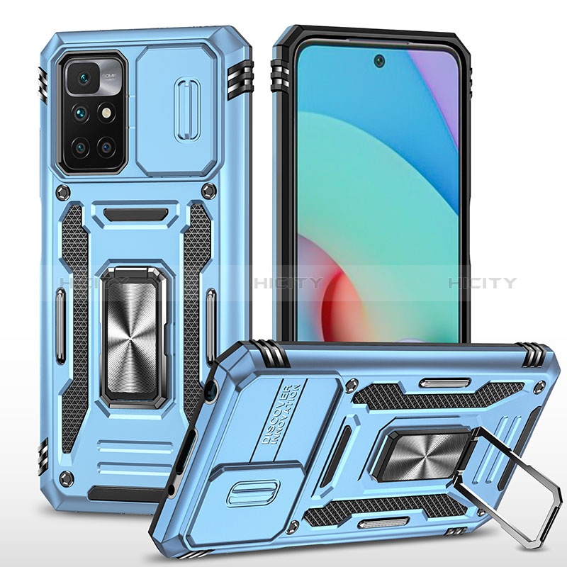 Funda Bumper Silicona y Plastico Mate Carcasa con Magnetico Anillo de dedo Soporte MQ4 para Xiaomi Redmi 10 (2022)