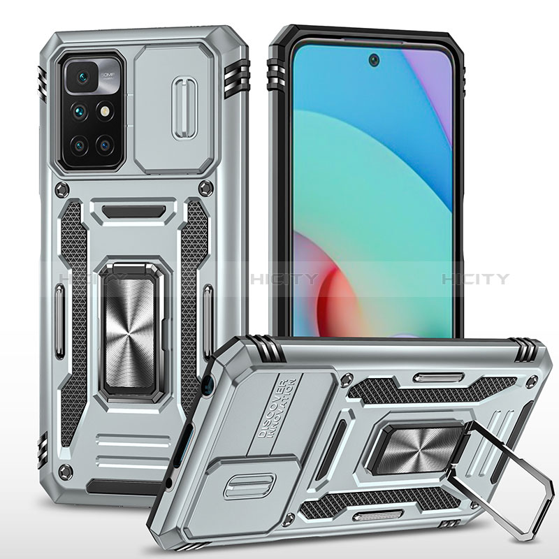 Funda Bumper Silicona y Plastico Mate Carcasa con Magnetico Anillo de dedo Soporte MQ4 para Xiaomi Redmi 10 (2022)