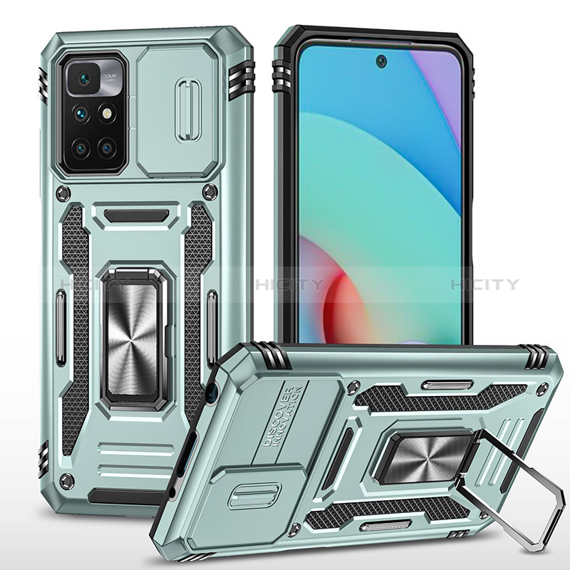 Funda Bumper Silicona y Plastico Mate Carcasa con Magnetico Anillo de dedo Soporte MQ4 para Xiaomi Redmi 10 (2022)