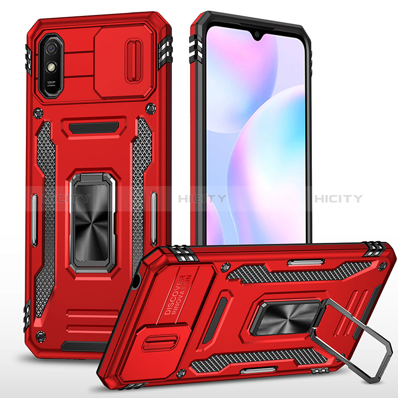 Funda Bumper Silicona y Plastico Mate Carcasa con Magnetico Anillo de dedo Soporte MQ4 para Xiaomi Redmi 9A