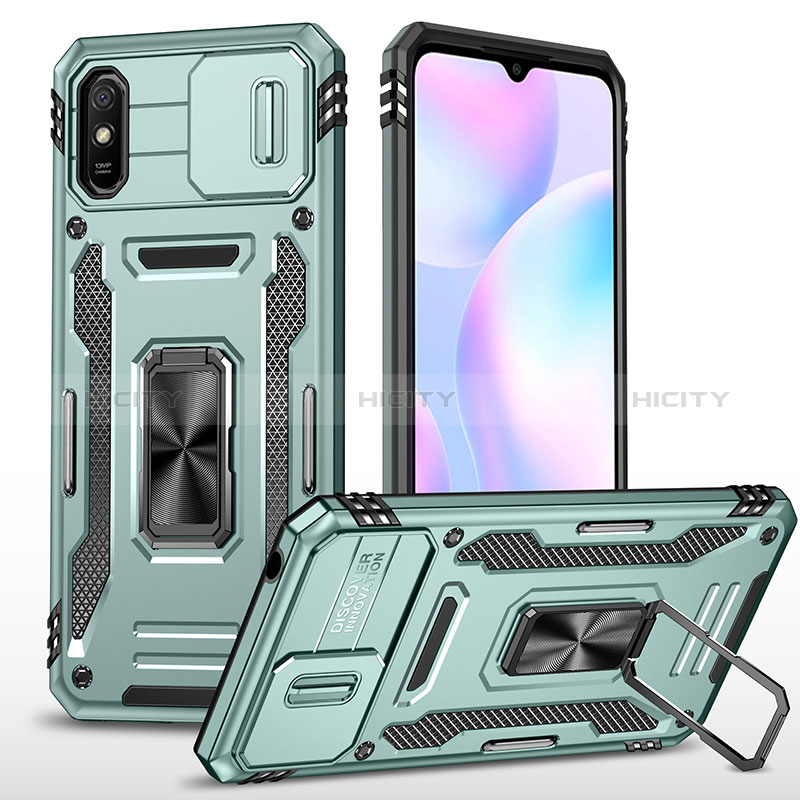 Funda Bumper Silicona y Plastico Mate Carcasa con Magnetico Anillo de dedo Soporte MQ4 para Xiaomi Redmi 9AT