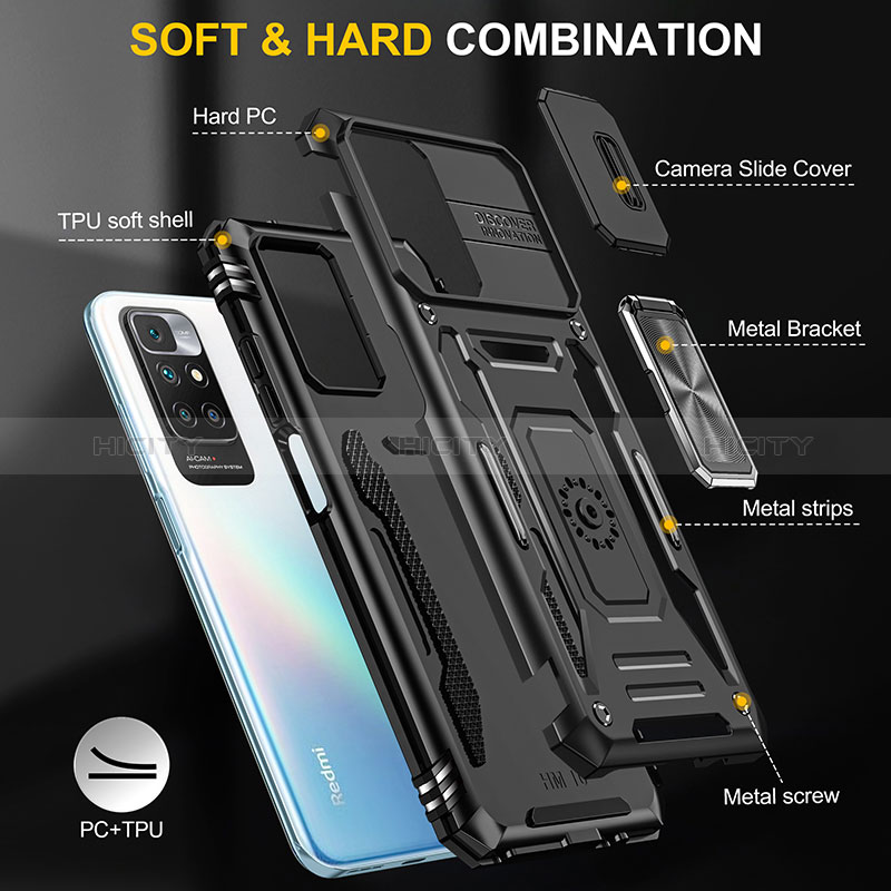 Funda Bumper Silicona y Plastico Mate Carcasa con Magnetico Anillo de dedo Soporte MQ4 para Xiaomi Redmi Note 11 4G (2021)