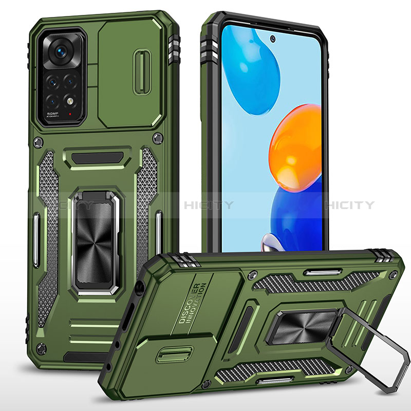 Funda Bumper Silicona y Plastico Mate Carcasa con Magnetico Anillo de dedo Soporte MQ4 para Xiaomi Redmi Note 11 Pro 5G