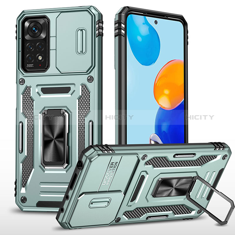 Funda Bumper Silicona y Plastico Mate Carcasa con Magnetico Anillo de dedo Soporte MQ4 para Xiaomi Redmi Note 11 Pro 5G