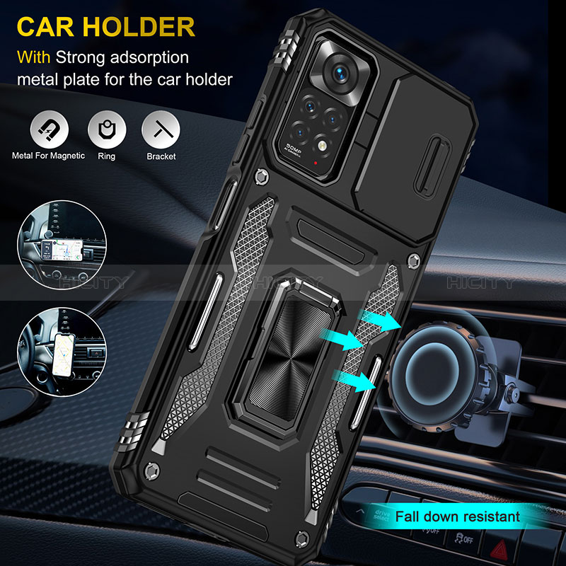 Funda Bumper Silicona y Plastico Mate Carcasa con Magnetico Anillo de dedo Soporte MQ4 para Xiaomi Redmi Note 12 Pro 4G