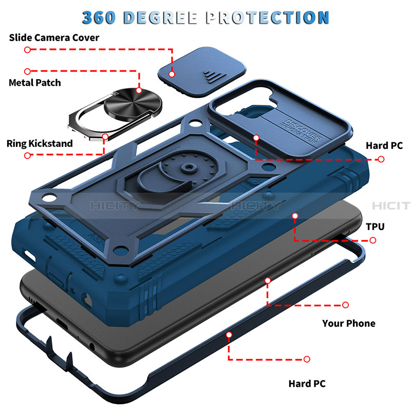 Funda Bumper Silicona y Plastico Mate Carcasa con Magnetico Anillo de dedo Soporte MQ5 para Samsung Galaxy A32 4G