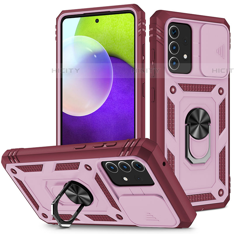 Funda Bumper Silicona y Plastico Mate Carcasa con Magnetico Anillo de dedo Soporte MQ5 para Samsung Galaxy A52 4G