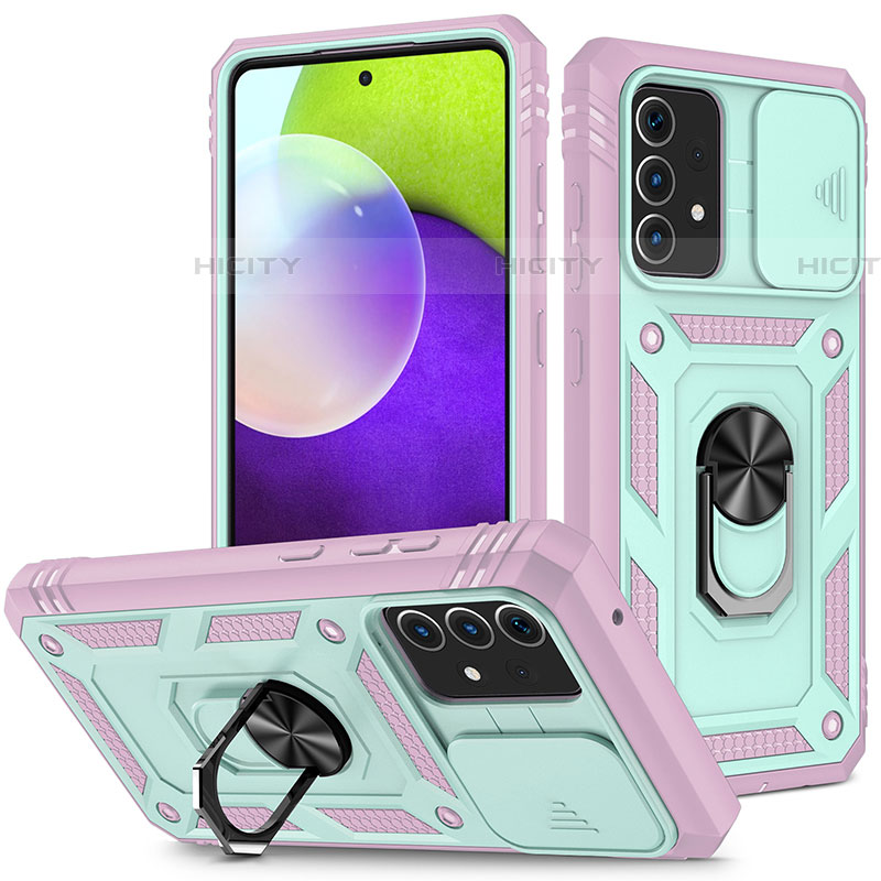 Funda Bumper Silicona y Plastico Mate Carcasa con Magnetico Anillo de dedo Soporte MQ5 para Samsung Galaxy A52 4G