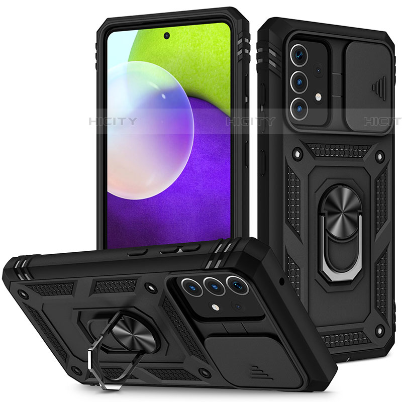 Funda Bumper Silicona y Plastico Mate Carcasa con Magnetico Anillo de dedo Soporte MQ5 para Samsung Galaxy A52 4G